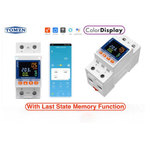 TOMZN TOVA-63T WIFI Circuit Breaker 63A Energy Meter, Timer, Voltage, Current Leakage Protection – Smartlife, TUYA App Support (Color Display
